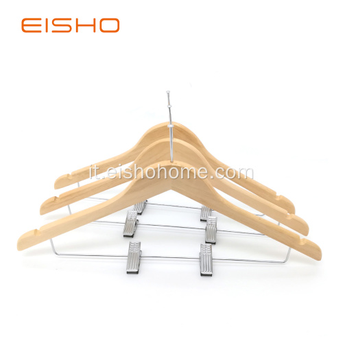 EISHO Anti Theft Wood Hanger With Clips